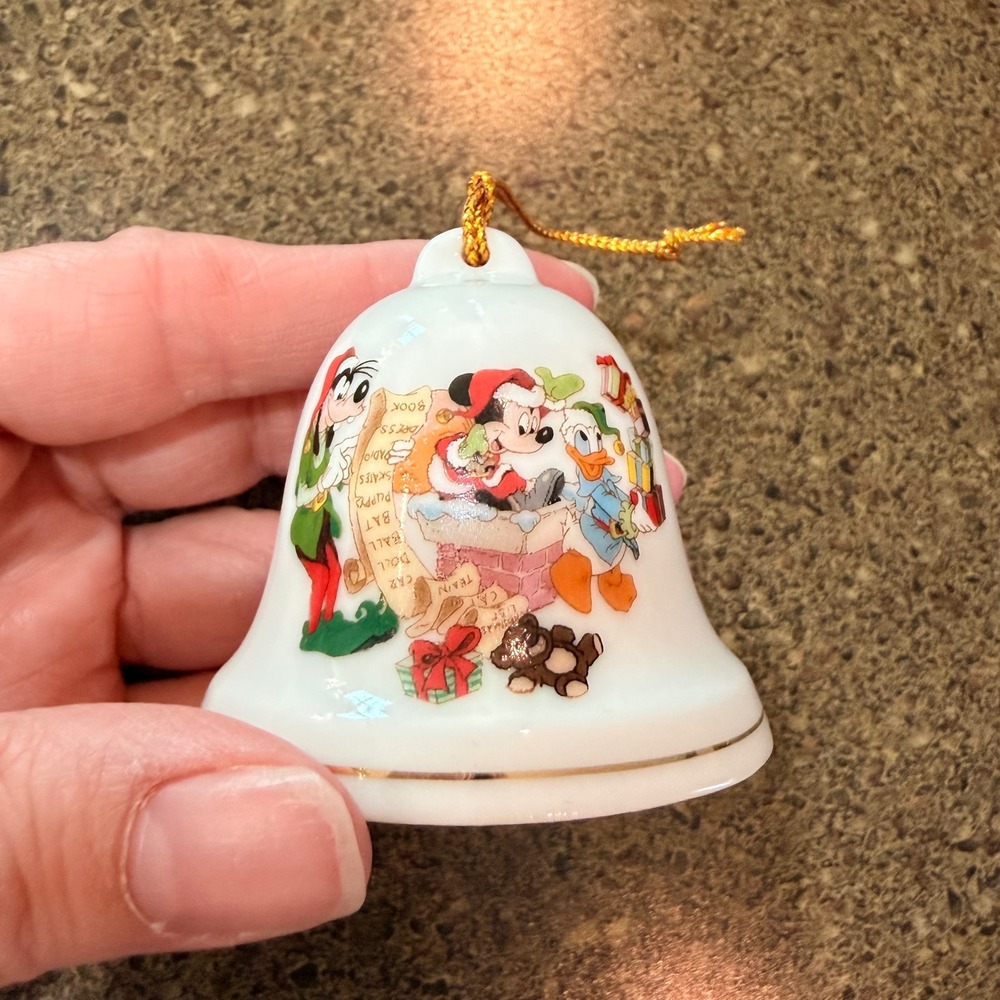 Vintage 1993 Grolier Disney Mickey‎ Mouse Donald Goofy Christmas Porcelain Bell